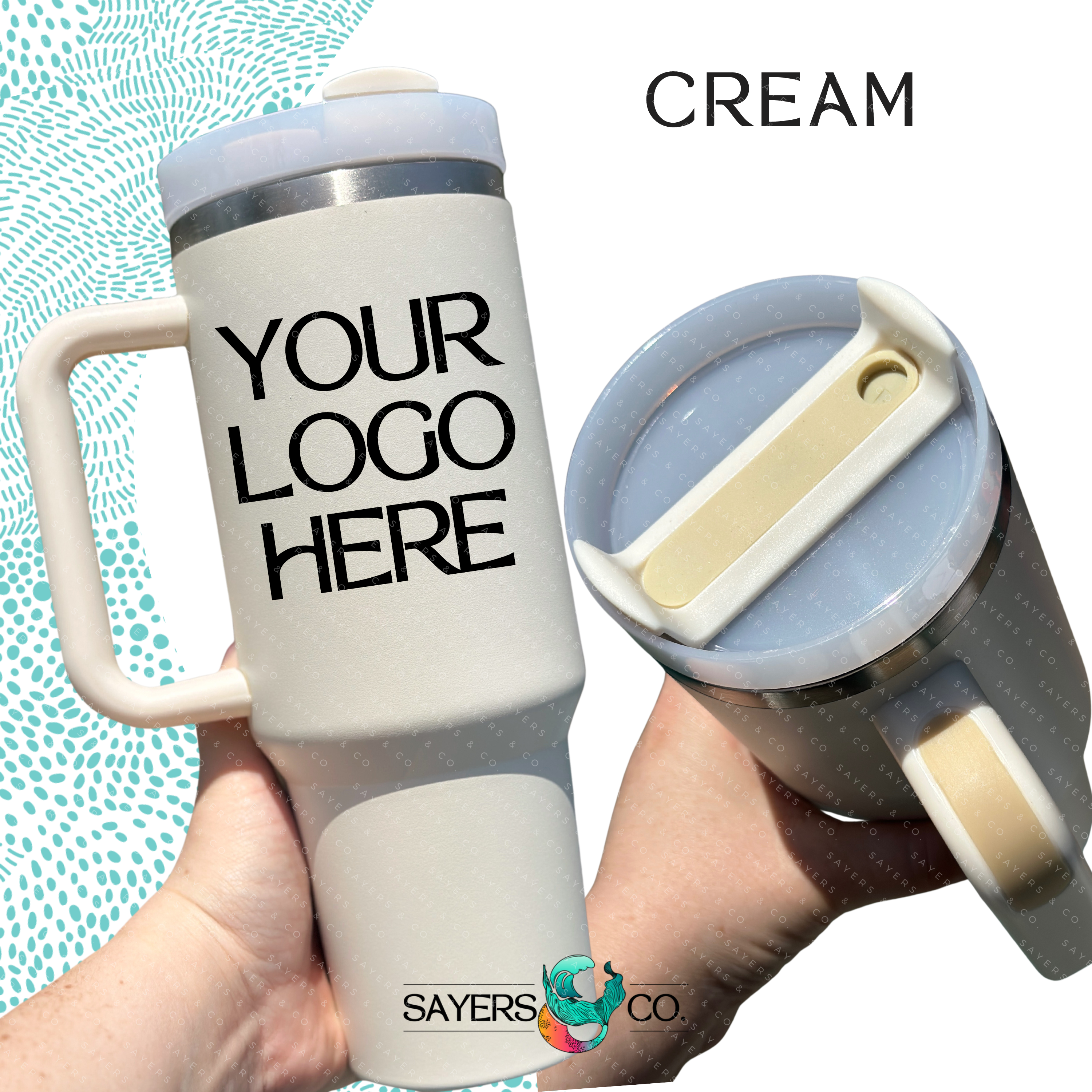 Sayers & Co. - Wholesale Insulated Mug/Tumbler - CUSTOM DECAL LOGO- 40 oz Double Walled Screw Matte Tumbler21