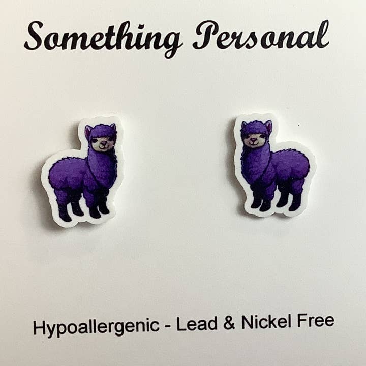 Something Personal - Wholesale Stud/Post Earrings - Lavender the Alpaca Earrings