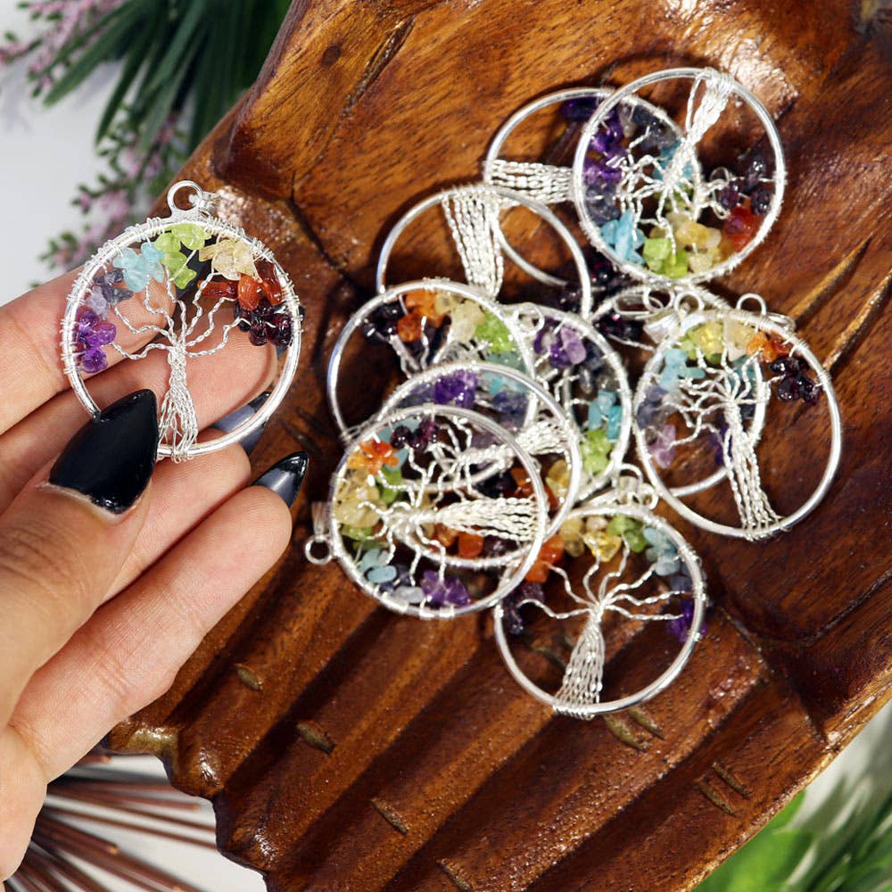 Natures Artifacts Inc - Wholesale Pendant/Charm Necklace - 7 Chakra Tree of Life Pendant - 7 Chakra Healing2