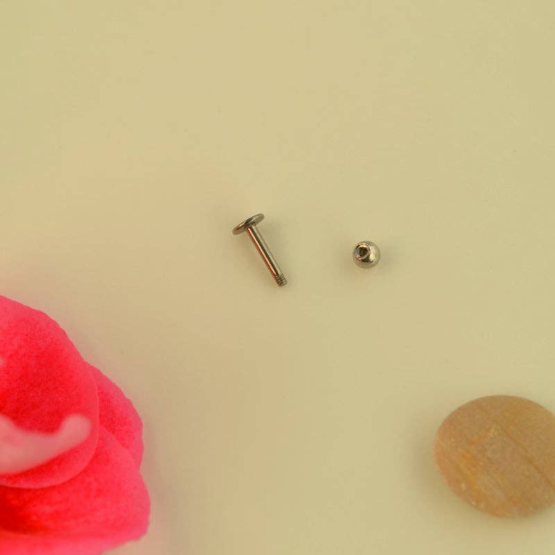 StockJWL - Venta al por mayor Pendientes de botón/aretes de poste - Pendientes de acero con cierre plano, piercing de concha, cartílago y más holograma dorado negro y color plata.6