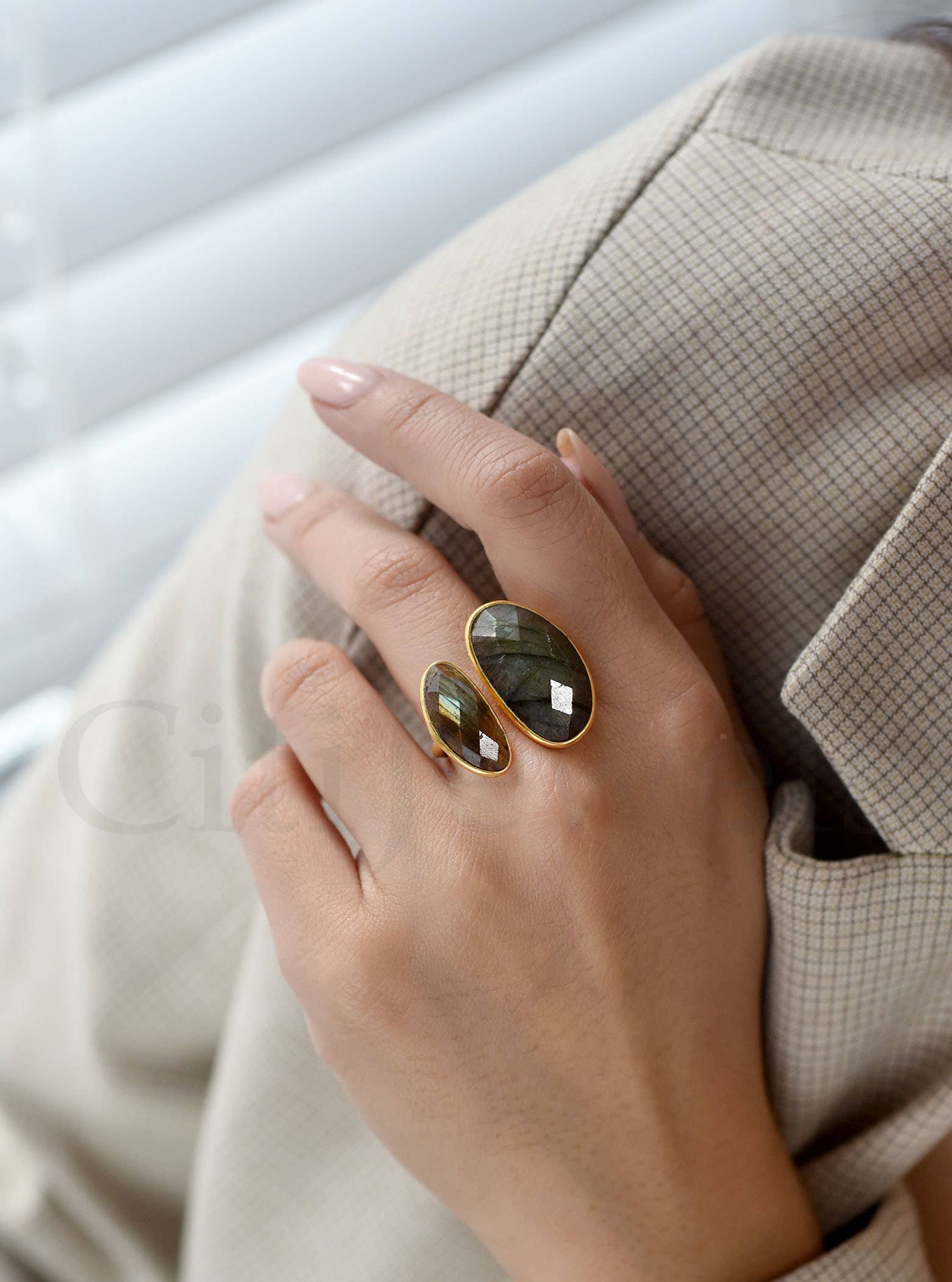 FELIX Z DESIGNS - Wholesale Cocktail/Statement Ring - 925 Silver Double Gemstone Ring0