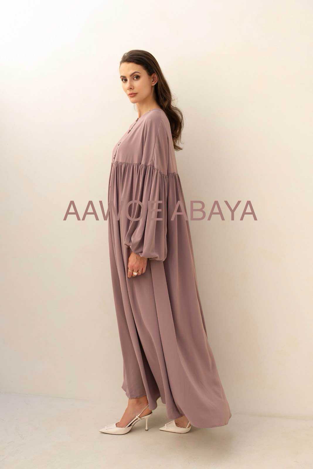 Aawoe Abaya – Hijab - Mulher por atacado – Vestido Abaya Chic com Mangas Bufantes - 2432-ROB3