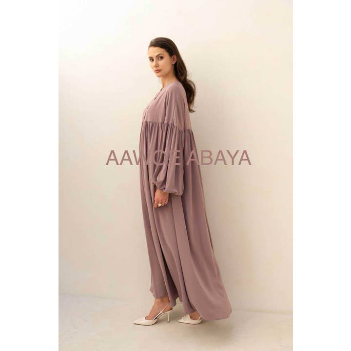 Aawoe Abaya – Hijab - Mulher por atacado – Vestido Abaya Chic com Mangas Bufantes - 2432-ROB3