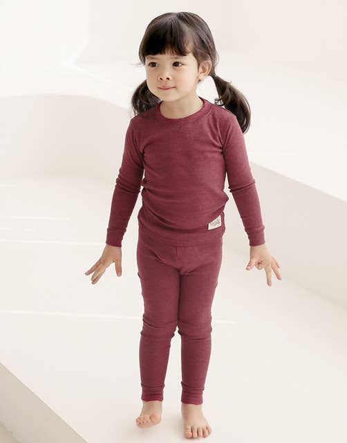 New Melange Red Long Sleeve PJs for wholesale on Faire8