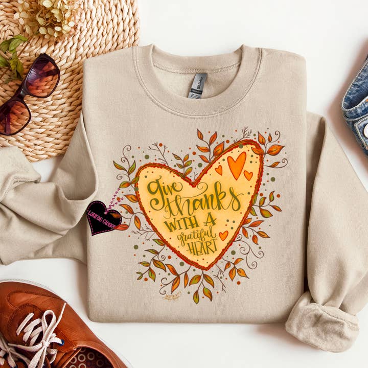 Give Thanks with a Grateful Heart- Graphic Tee for wholesale by Lauras Closet