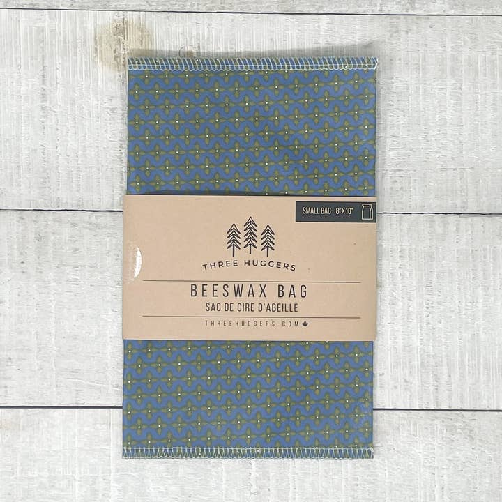 Petit sac en cire d'abeille - Losanges bleus pour la vente par Three Huggers