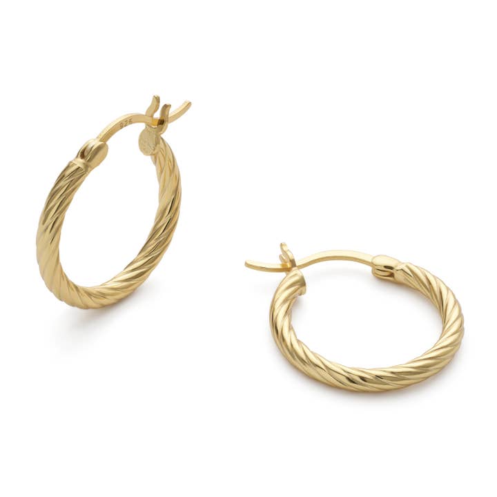 Large Gold Twist Huggie Hoop Earrings for wholesale by Elk & Bloom