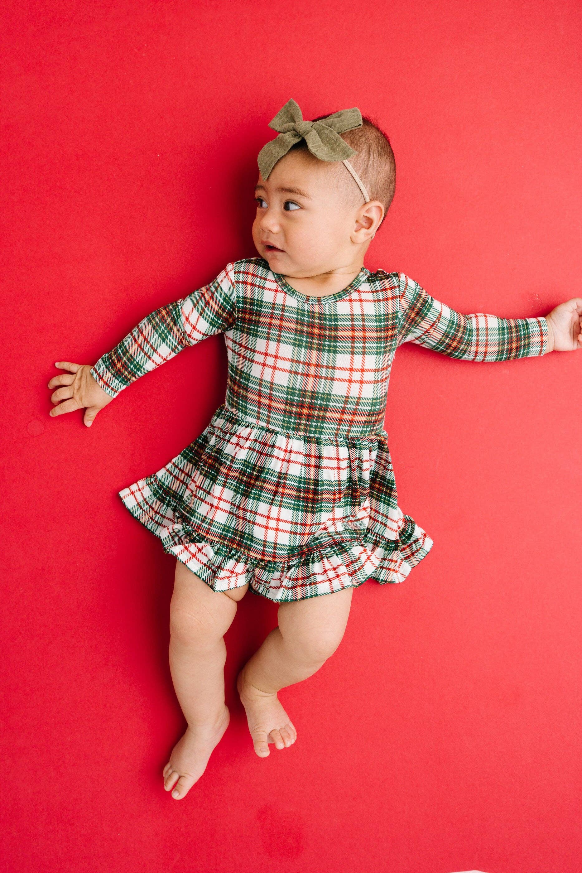 Little One Shop - Wholesale Dress - Baby - Christmas Plaid Bodysuit Bamboo Dress4