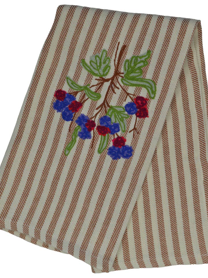 Torchon de cuisine en pomelo avec broderie Ramo et Blackberry pour la vente par BUSATTI