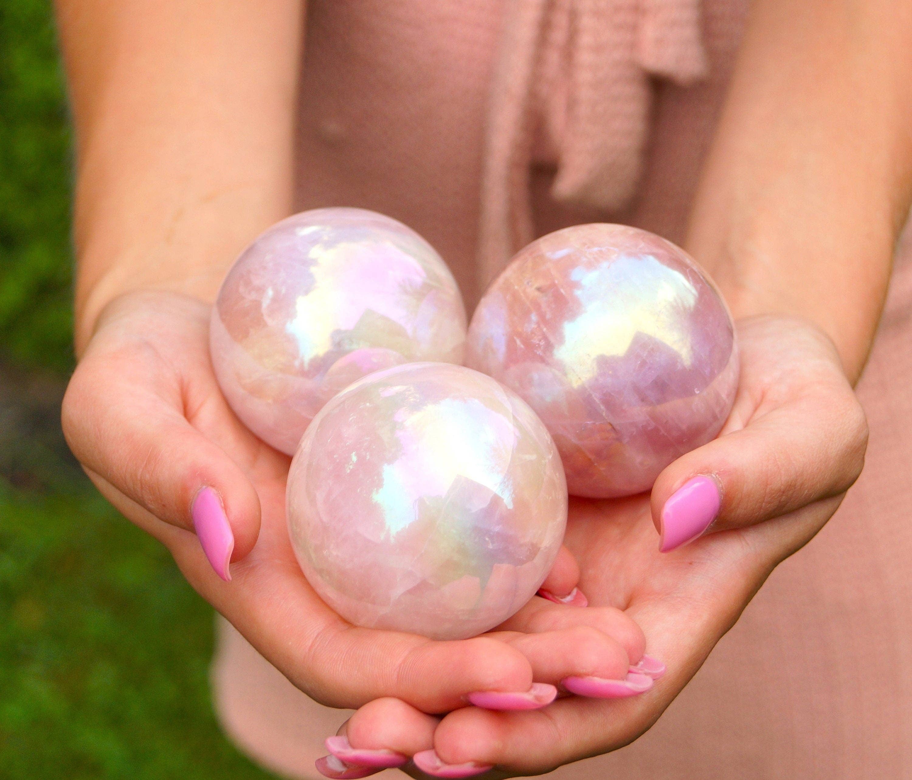 The Crushed Crystal - Wholesale Spiritual Stone/Crystal - Natural Rose quartz Sphere , Aura Rose Quartz Sold per kg3
