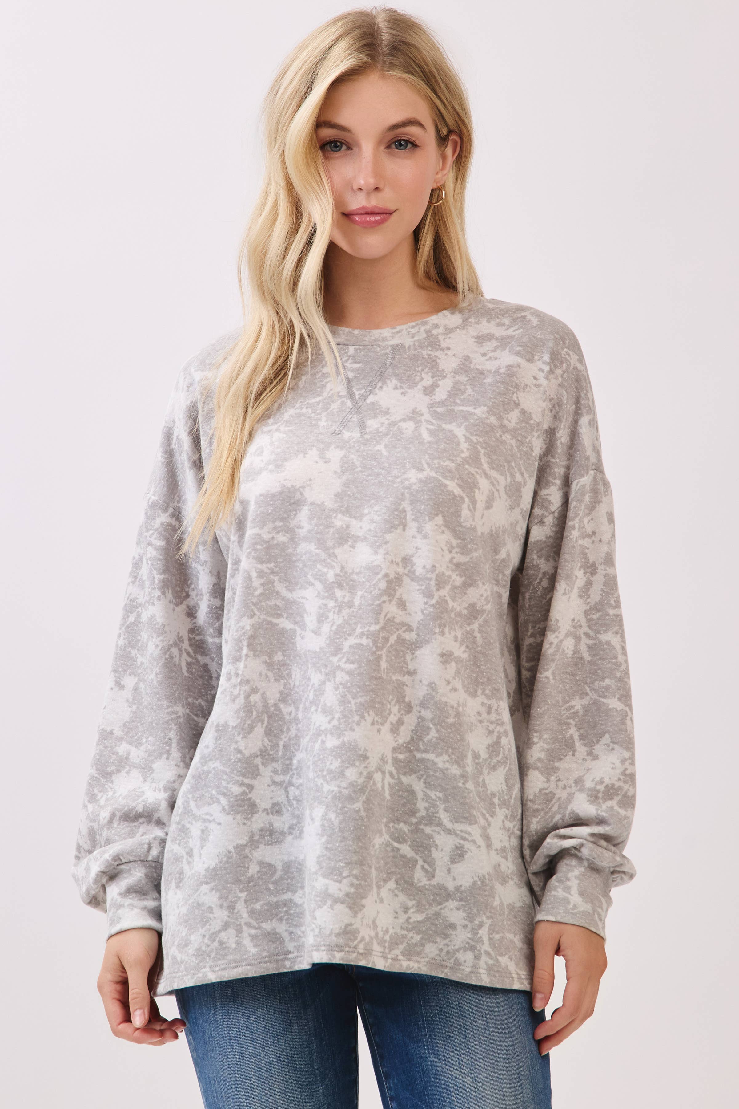 BOMBOM - Wholesale Hoodie - Women's - TL2106 Marble Wash Knit Hoodie6