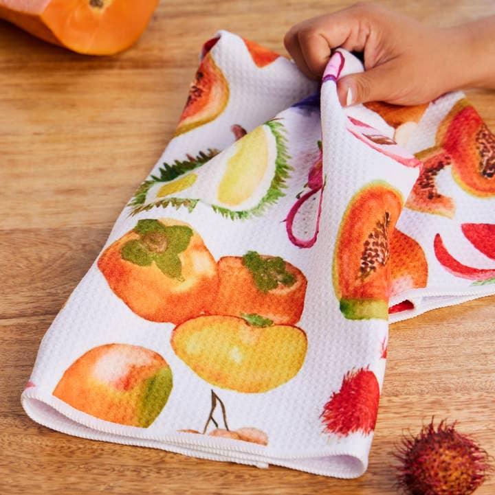 Asian Fruit Waffle Weave Kitchen Towel for wholesale by Menmin Made