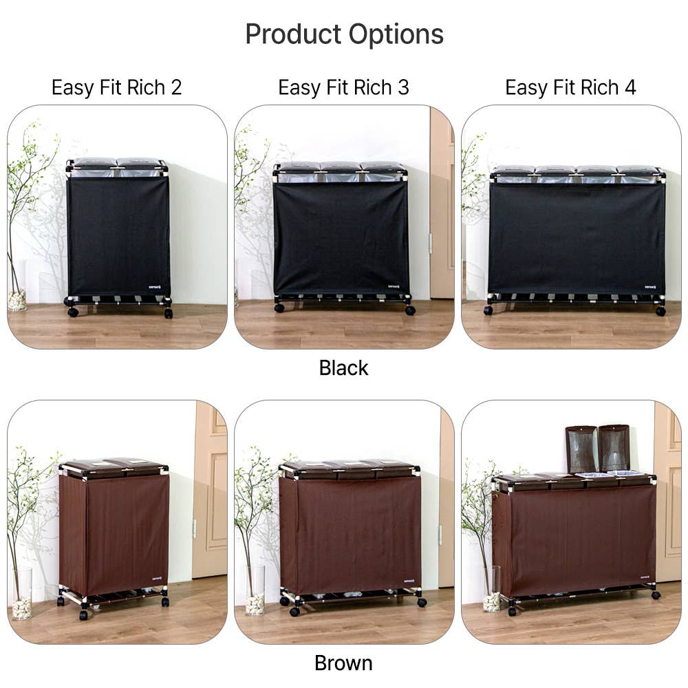 senseQ – wholesale Papperskorg/papperskorg – 3 i 1 96L Enkel Passform Rik Återvinningsbehållare med Lock, Hjul1