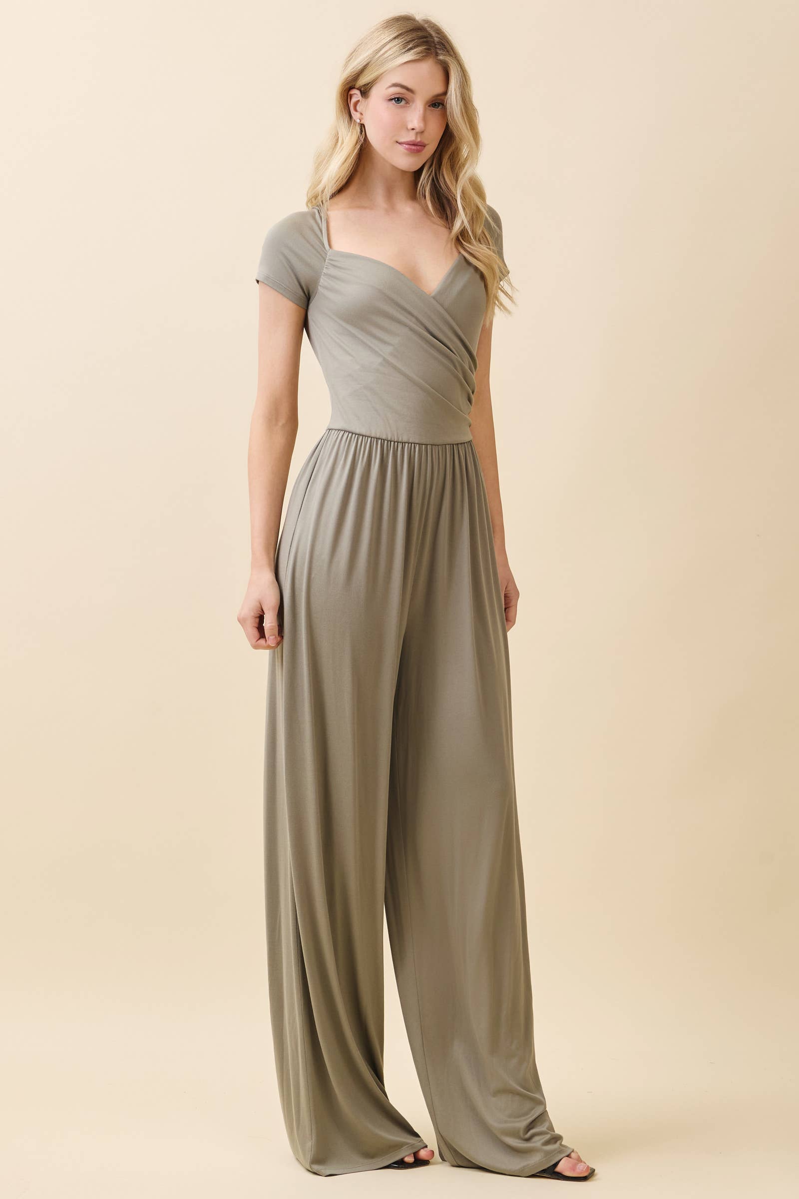 Heart & Hips - Wholesale Jumpsuit - Women's - JR56657 - RUCHED SURPLICE PALAZZO JUMPSUIT9