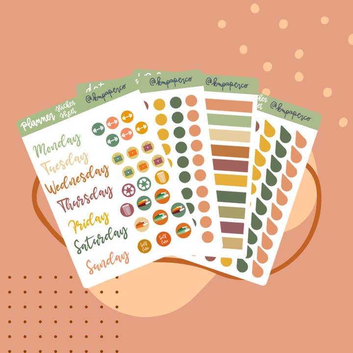 Höstens färgpalett Planner Klistermärken för wholesale av Shop Katherine Marie