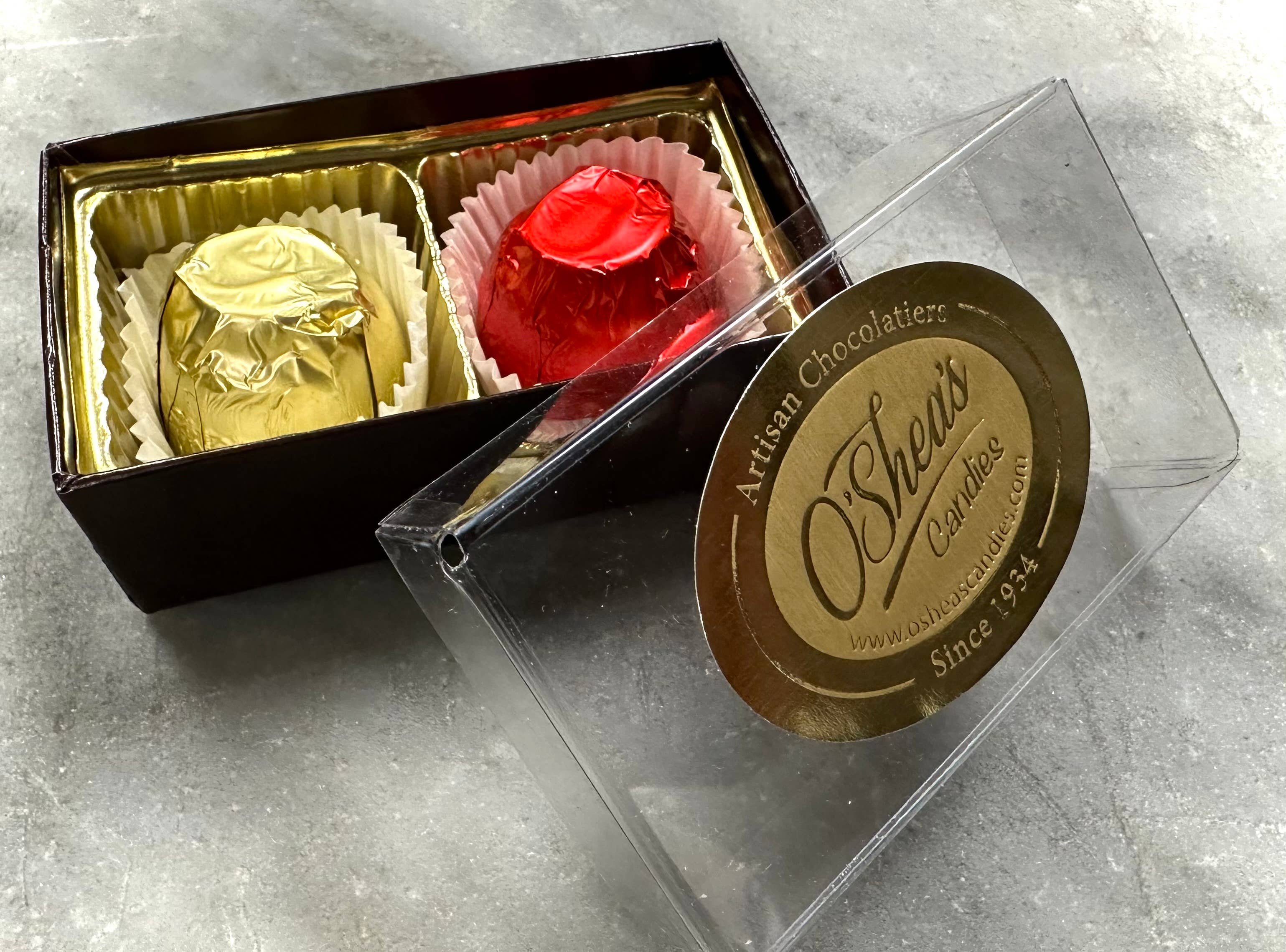 O'Shea's Candies Sweet Shop - Wholesale Chocolate Covered Sweets - 2 PK Milk & Dark Chocolate Foil Wrapped Cordial Cherries Box0