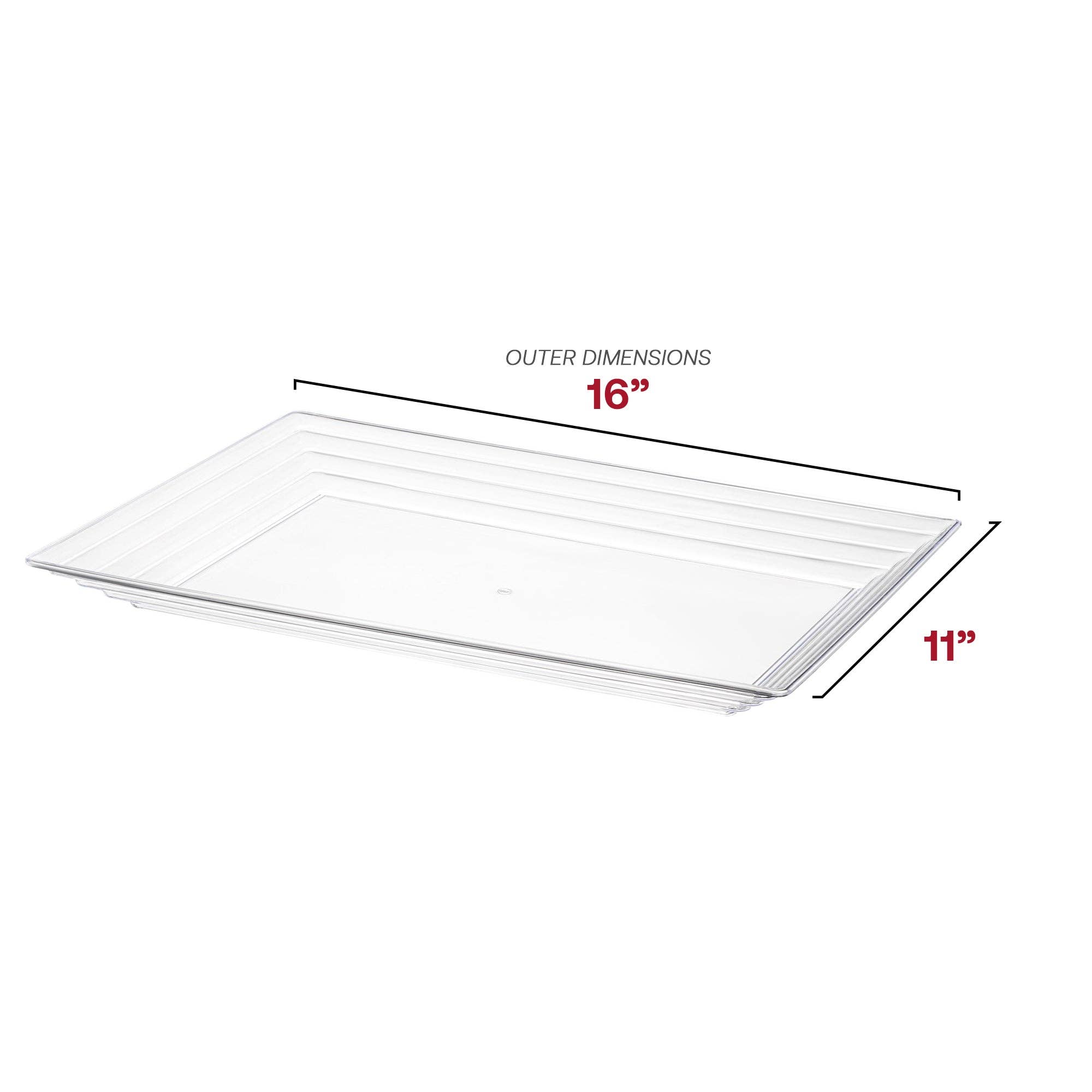 Smarty had a Party - Wholesale Serving Tray - 11" x 16" Clear Rectangular Plastic Serving Trays - 3 pcs2
