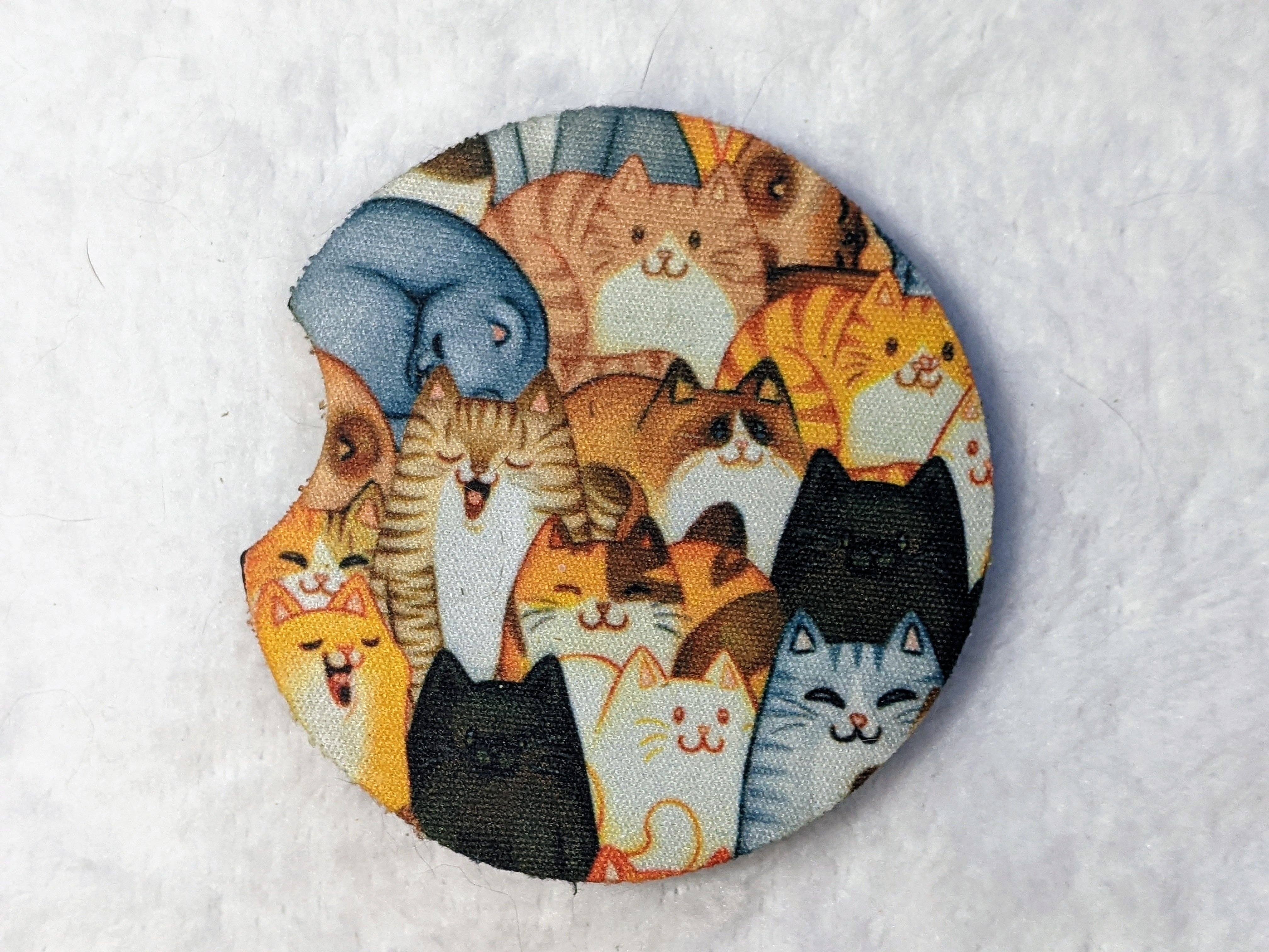Made By Scratch Crafts - Wholesale Car Coaster - Women's - So Many Cats Car Coasters – 2-Pack Neoprene Cup Holder Set2