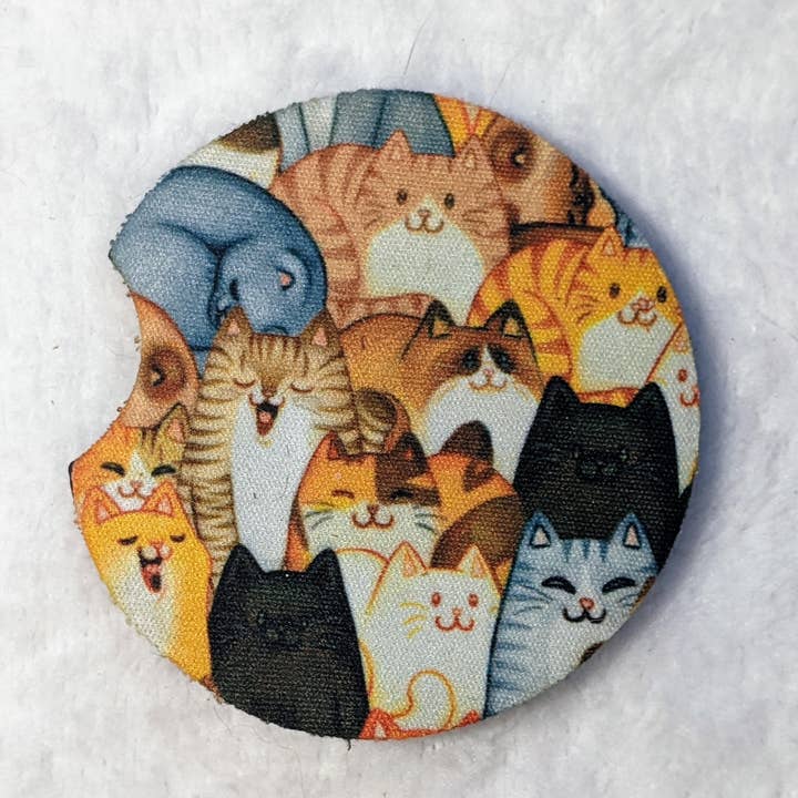 Made By Scratch Crafts - Wholesale Car Coaster - Women's - So Many Cats Car Coasters – 2-Pack Neoprene Cup Holder Set2