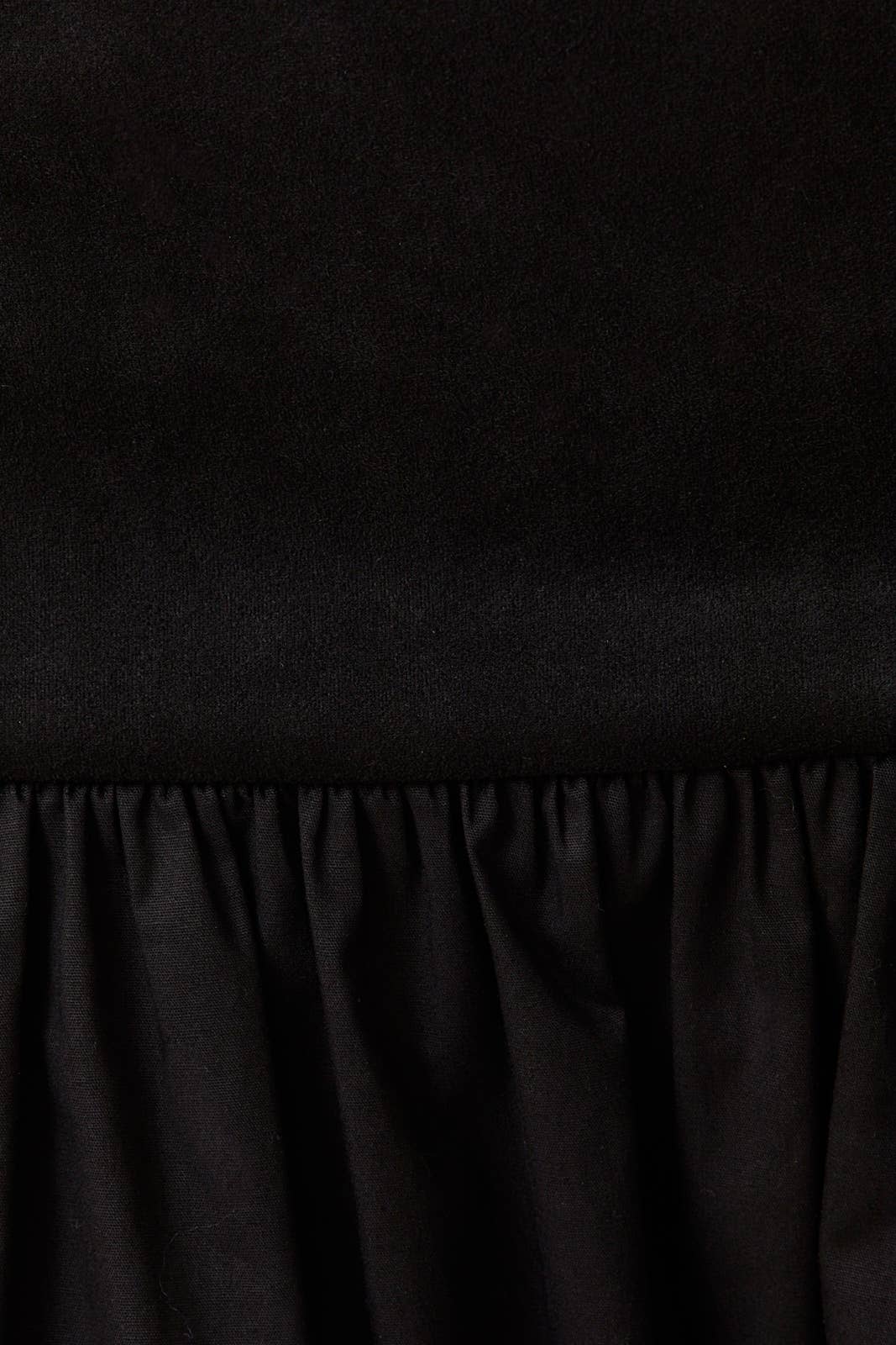 Black STRAPLESS SMOCKED BACK SUEDE TUBE TOP & CONTRAST MIDI SKIRT for wholesale on Faire5