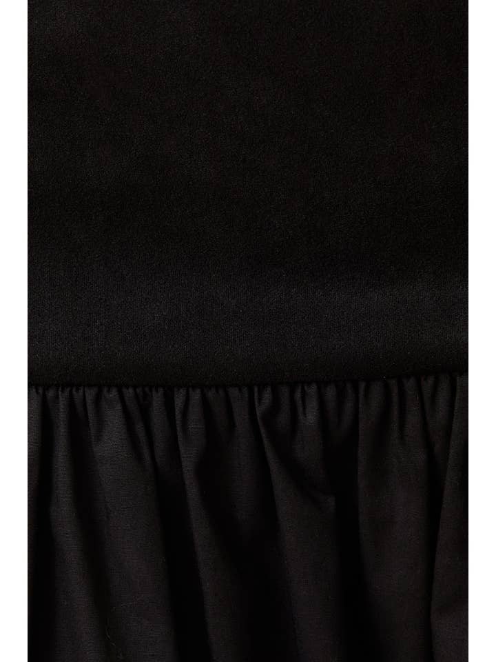Black STRAPLESS SMOCKED BACK SUEDE TUBE TOP & CONTRAST MIDI SKIRT for wholesale on Faire5
