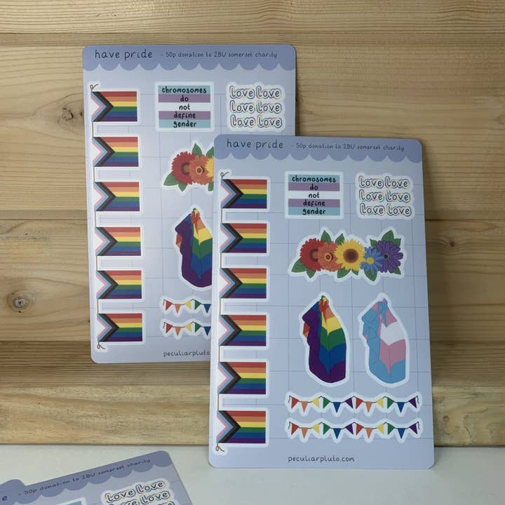 feuille d'autocollants de charité fierté pour la vente par Peculiar Pluto