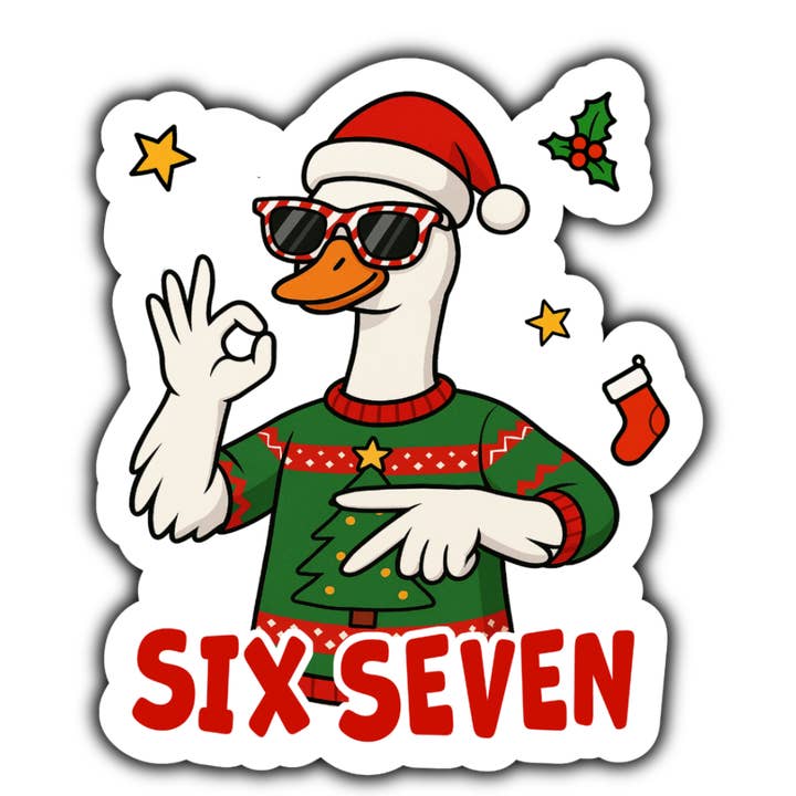 seks syv Gås klistermærke (hvid) for engroshandel hos Stick to it creations