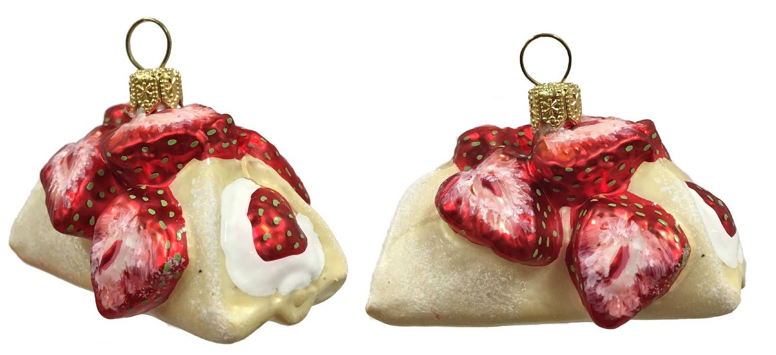 Pinnacle Peak Trading - Wholesale Ornament Set - Strawberry Filled Cannoli Cake Polish Glass Ornament Set 2