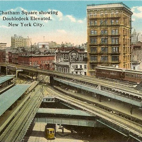 Art Print NY-605 Chatham Square, Elevated Trains, New York C for wholesale by Found Image Press
