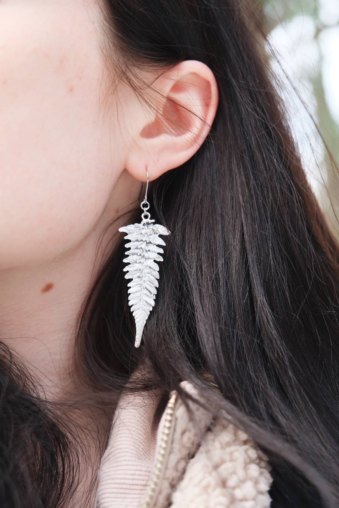Muna Moth - Vendita all'ingrosso Orecchini pendenti - Orecchini a forma di felce in stile bohemien per uso quotidiano4