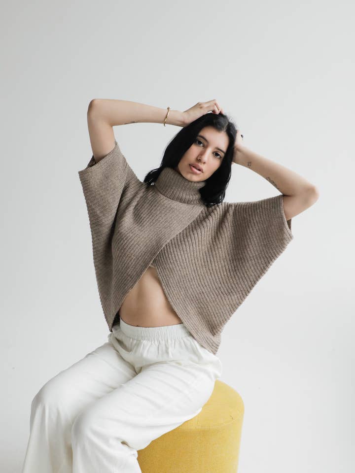 Poncho de Camisola Alpaca Kukuri por atacado de Yanawara