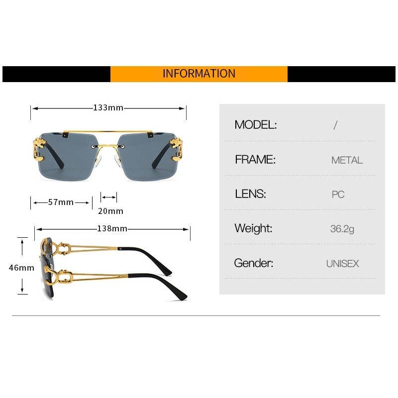 FurDecoration - Wholesale Sunglasses - Women's - Square Frameless Retro Sunglasses with UV400 Sun Protection8