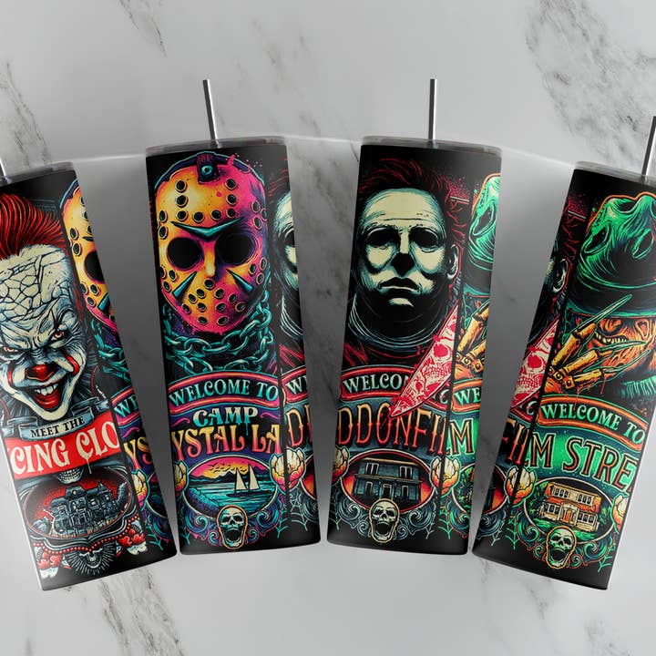 Horror Places Collage Tumbler for wholesale by Wicked Flower Creations
