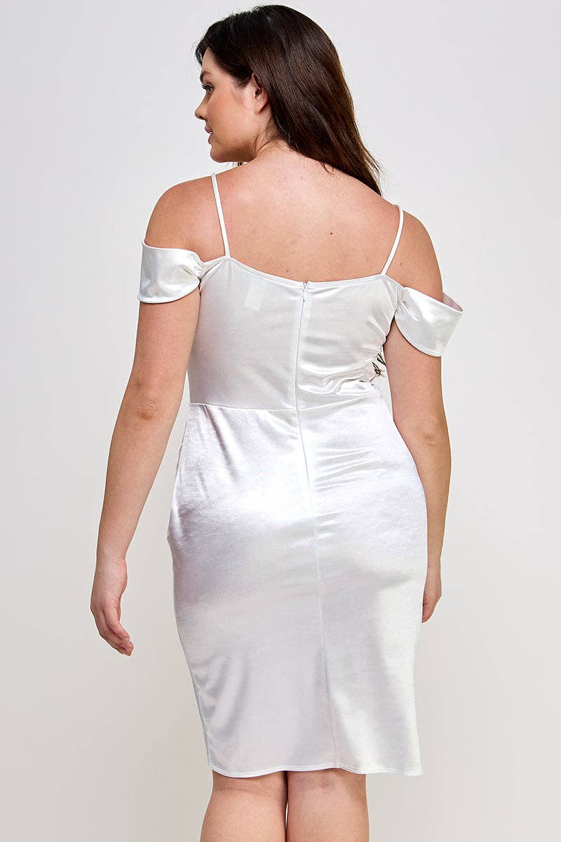 ARA USA – wholesale Dress – Women's – 6785 (Plus Size Off shoulder Shirring Satin Dress)10