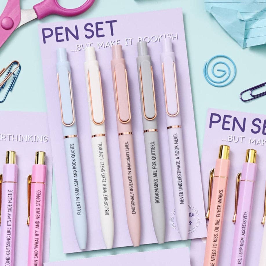 La Folie Press - Wholesale Pen - Bookish Funny Reader Pens - Set of 5 Ballpoint Pens1