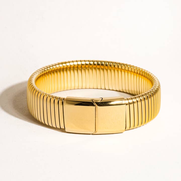 Flânerie by MAIQ - Wholesale Bangle bracelet - Christel 18K Gold Non-Tarnish Stripe Bold Bangle