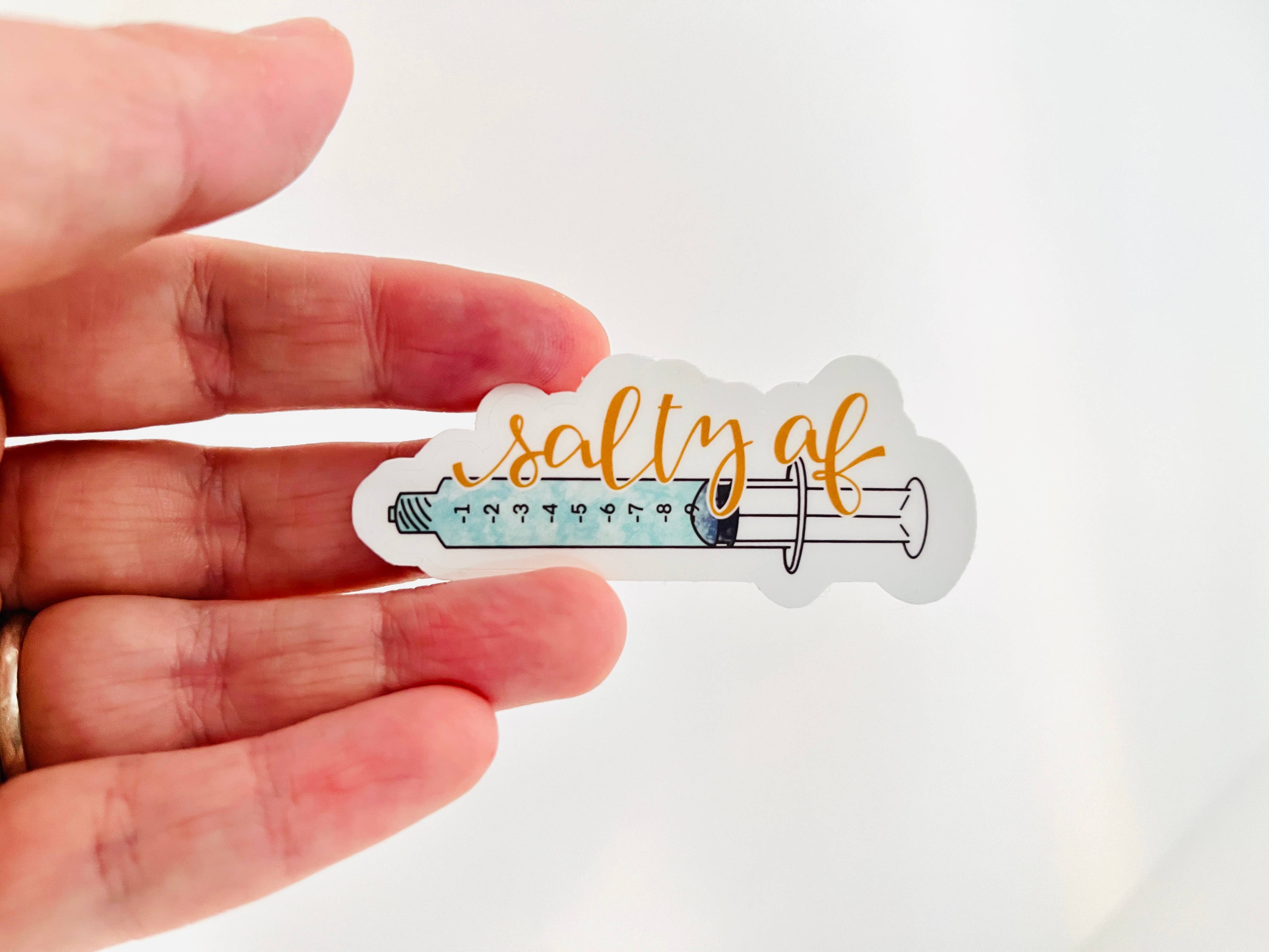 Positively Handwritten - Wholesale Sticker - Salty AF Saline Flush Vinyl Decal, Sticker1