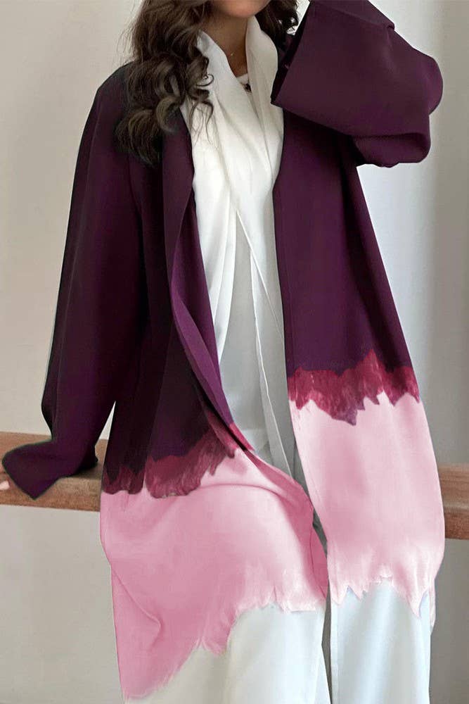 UNISHE - Wholesale Kimono - Women's - Summer Color Block Tie Dye Open Kimono ZK13698