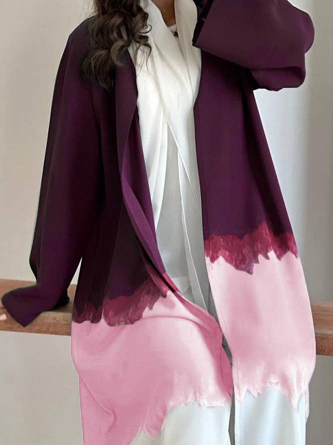 UNISHE - Wholesale Kimono - Women's - Summer Color Block Tie Dye Open Kimono ZK13698