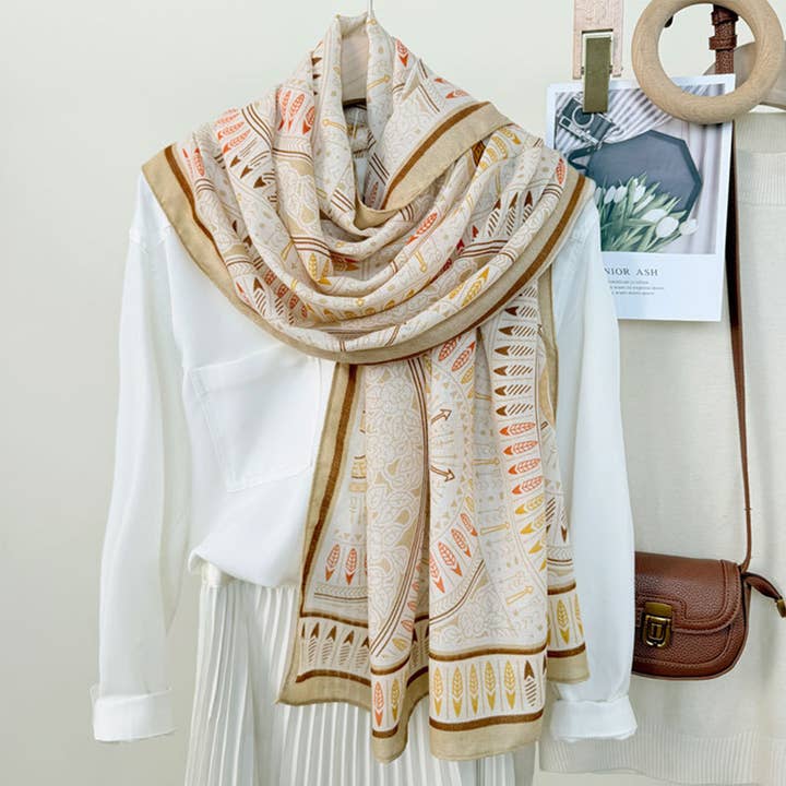 ELEGANT AND ARTISTIC GEOMETRIC CIRCLE PRINT SCARF_CWASC2602 for wholesale by DOUBLJU