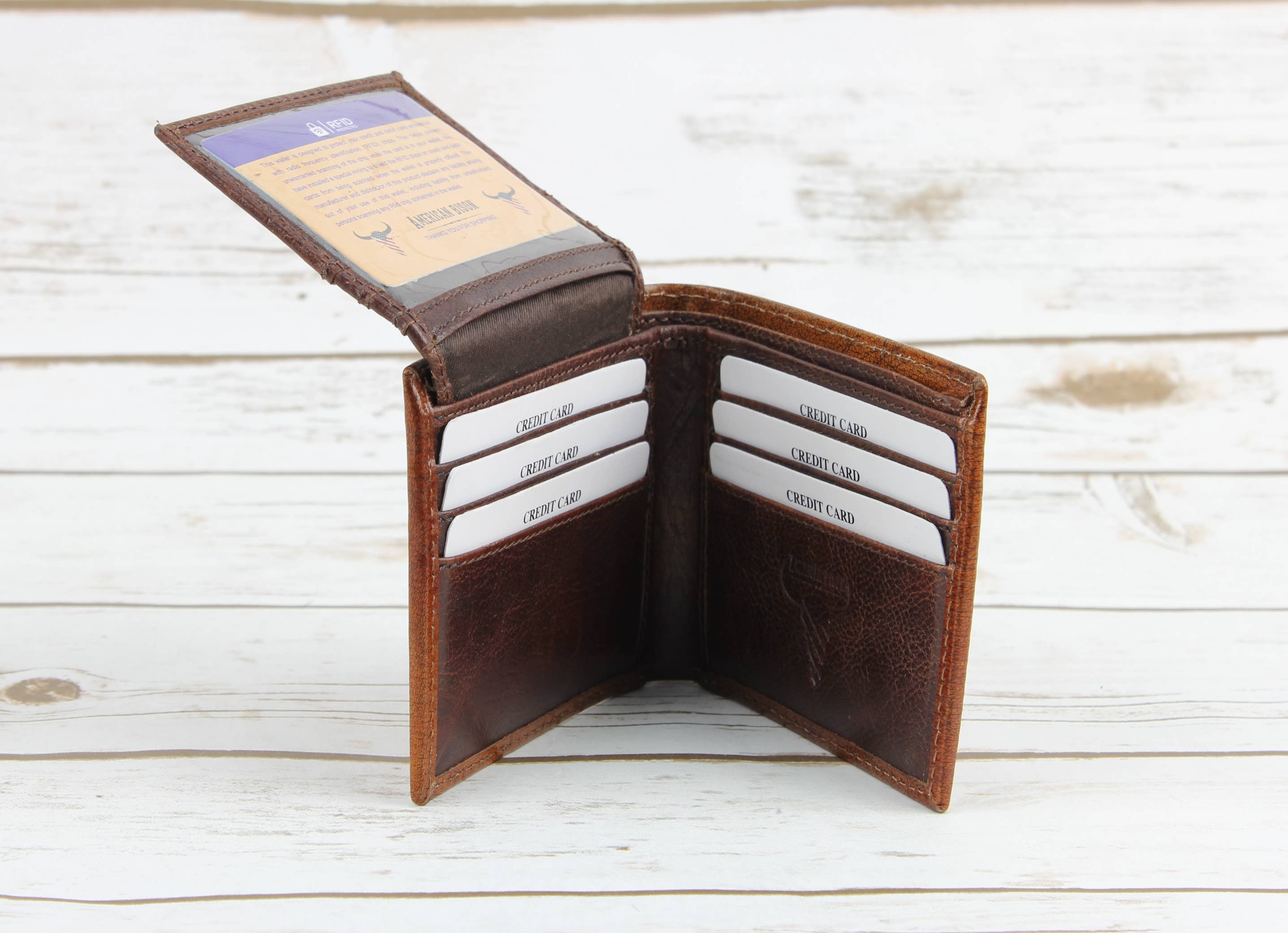 Leather Impressions Inc - Venta al por mayor Cartera - Hombre - Cartera de hombre de cuero labrado en color tostado AB W03 Tan2