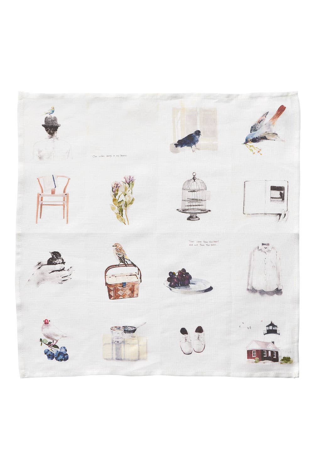 Fog Linen Work - Wholesale Handkerchief - Women's - M.Ogihara Handkerchief Living With Birds1