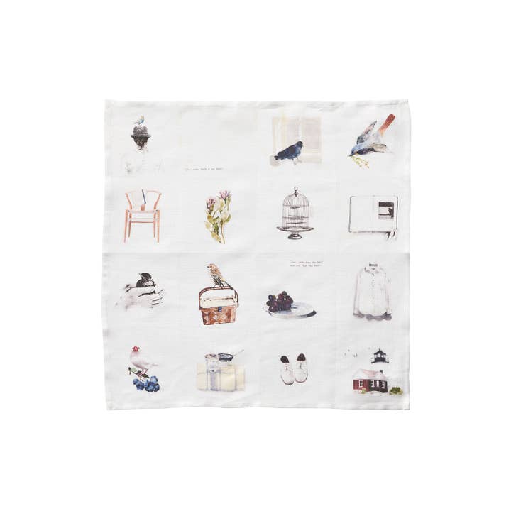 Fog Linen Work - Wholesale Handkerchief - Women's - M.Ogihara Handkerchief Living With Birds1