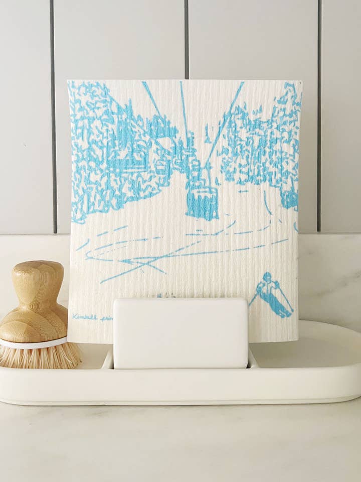 Ski Lift | Eco friendly Swedish Dishcloth for wholesale by Kimball Prints