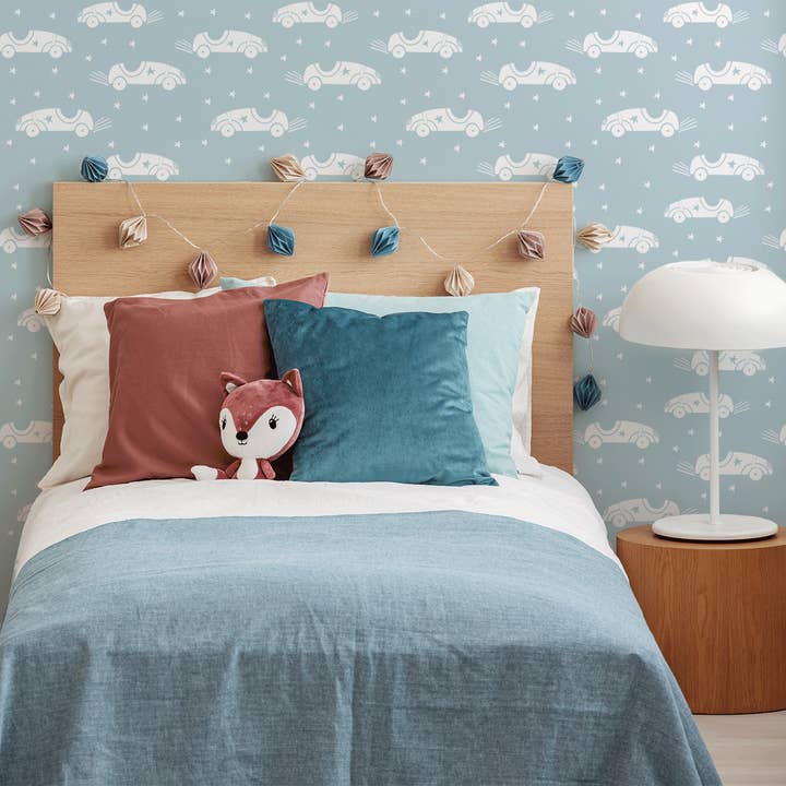 Race Cars (blue) Wallpaper for wholesale by Mica-Mica