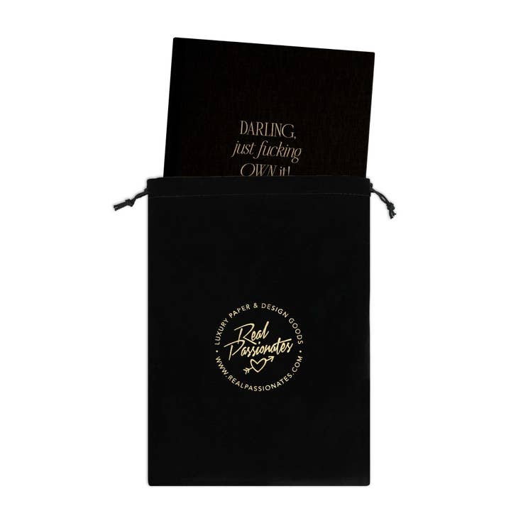 Real Passionates - Wholesale Notebook - Notebook "Darling" | A5, black/gold, Linen cover2