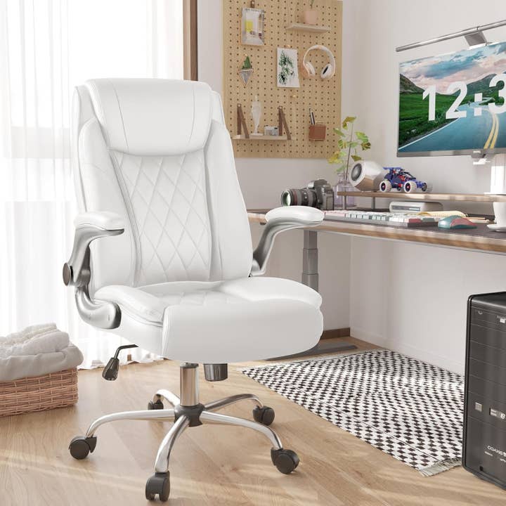Ergonomic High Back Executive Office Chair in White for wholesale on Faire