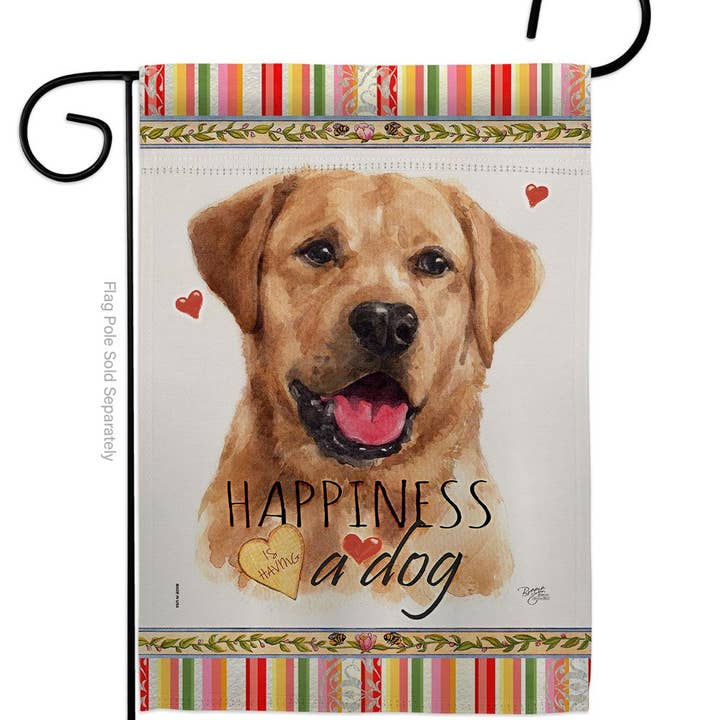 Two Group Flag Co – Bandeira por atacado – Bandeira dourada da decoração do cão dos animais da felicidade do labrador retriever