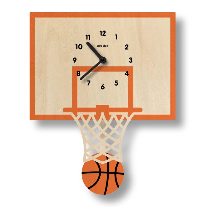 Basketball Pendulum Clock - Wood for wholesale by Popclox