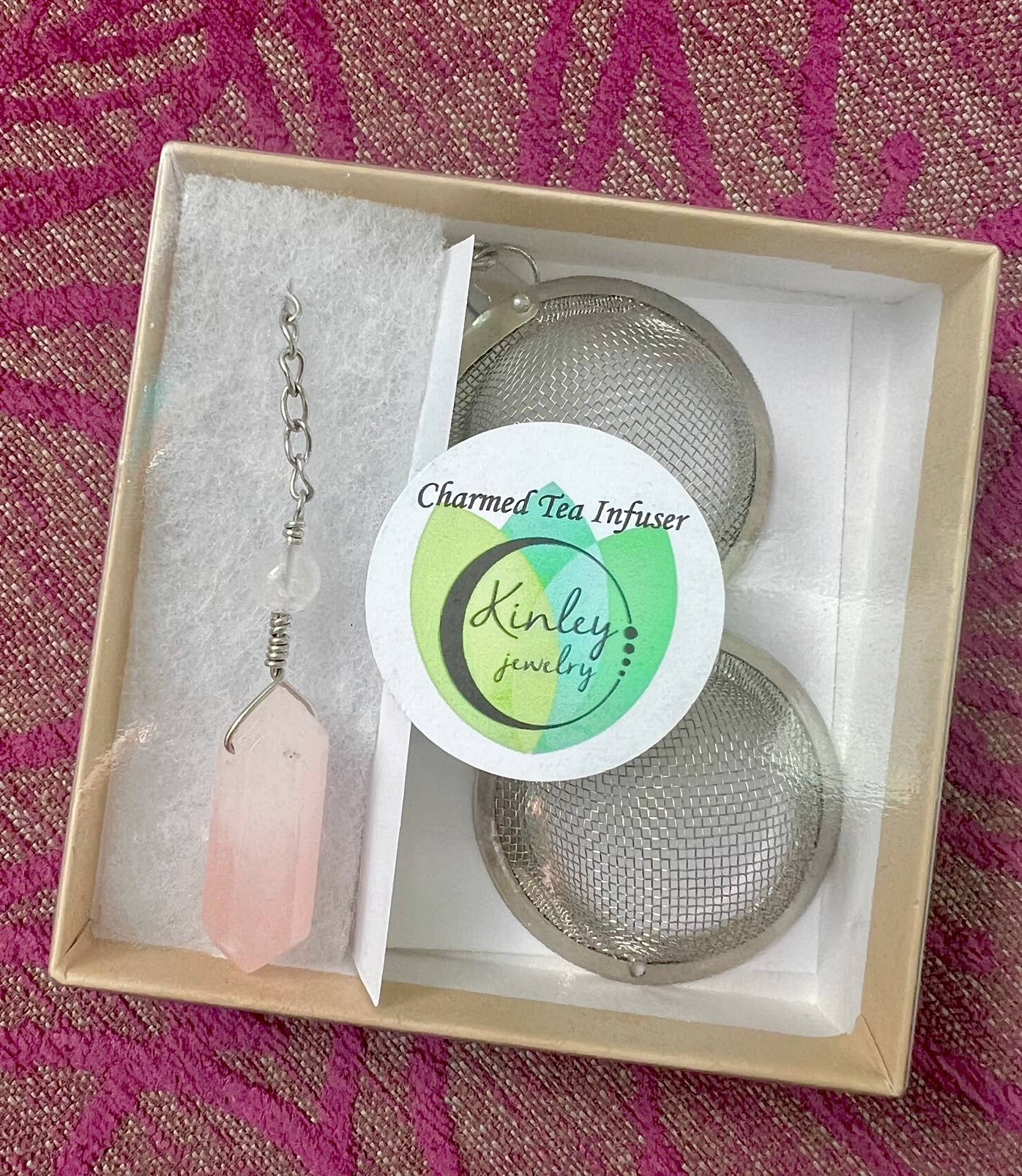 Kinley Jewelry - Wholesale Tea Strainer/Infuser - Tea Infuser Self Love Rose Quartz Crystal Charmed Kitchen 3